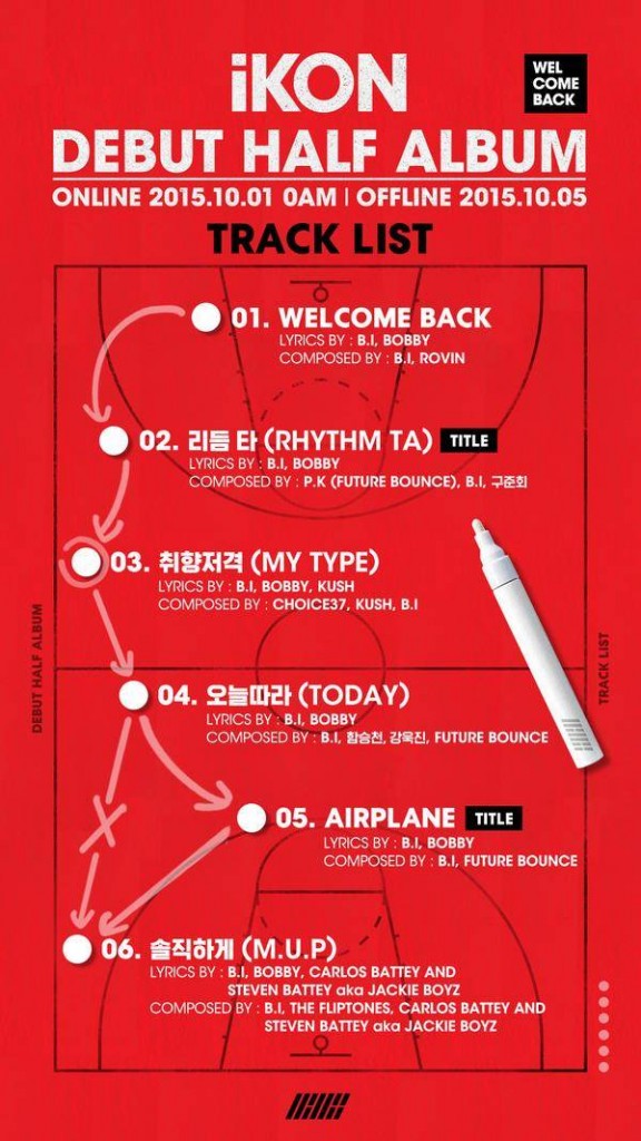 iKON révèlent la tracklist de la moitié de leur album